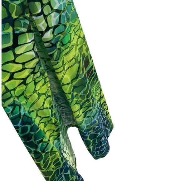 Just Love Maxi Dress Size Medium Side Slit Colorblock Top Sheer Sleeveless - Picture 5 of 10